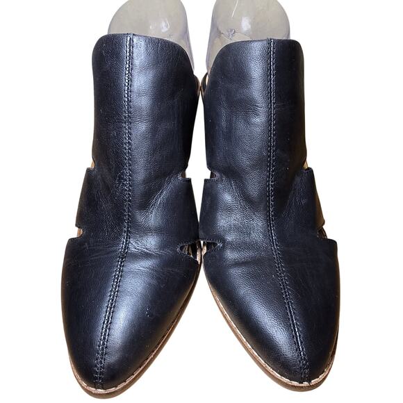 Lucky Brand Orinthia Leather Black Amsterdam Mules Slides Block Heel Size 8.5 M - Picture 2 of 8